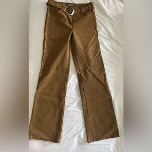 Brown vegan leather flared I am Gia pants